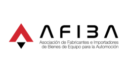 AFIBA logo: red triangular icon beside bold 'AFIBA' text and the subtitle 'Asociación de Fabricantes e Importadores de Bienes de Equipo para la Automoción'