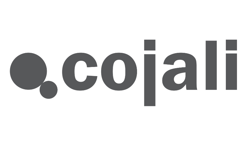 Logo for Cojali: a large gray dot and a smaller dot before the word 'cojali' in bold gray letters.