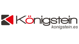Königstein logo with a black-and-red geometric mark and the word Königstein, plus konigstein.es.