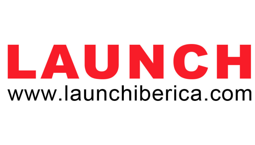 Logo for LAUNCH with the site www.launchiberica.com underneath in black text.