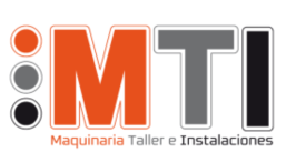 MTI logo featuring an orange M, grey T, and black I, with three vertical circles (orange, grey, black) on the left and the text 'Maquinaria Taller e Instalaciones'