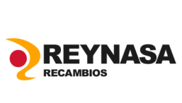 Reynasa Recambios logo with a red circle and yellow curved shape next to bold black 'REYNASA' text and smaller 'RECAMBIOS' label