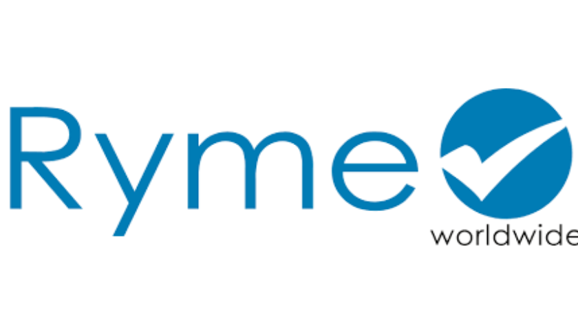 Ryme Worldwide logo with blue text and a blue circle containing a white check mark.