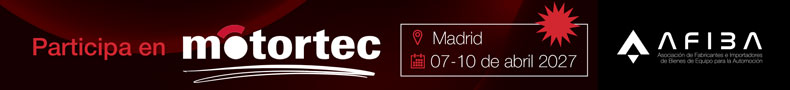 Event banner inviting participation in Motortec Madrid, April 7–10, 2027, with AFIBA logo.